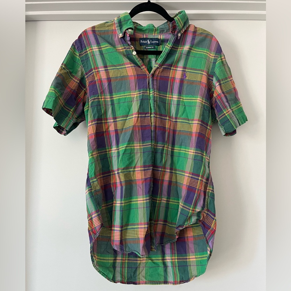 Ralph Lauren | Men’s Classic Fit Short Sleeve Oxford | Multicolor Plaid | Medium